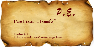 Pavlics Elemér névjegykártya